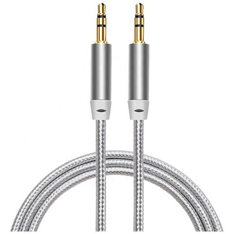 Ax1 Durable Braided Wire 1m Aux Jack Cable 3.5mm Male To 3.5mm 2-line Silver - Foto 1