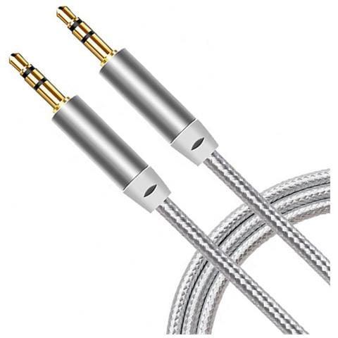 Ax1 Durable Braided Wire 1m Aux Jack Cable 3.5mm Male To 3.5mm 2-line Silver - Foto 7