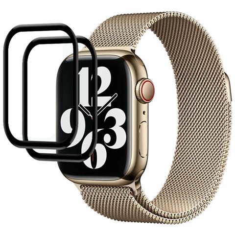 Set Di 2 Salvadisplay Per Apple Watch 41mm Vetro Temperato Incurvato, Nero Transparente - Foto 1
