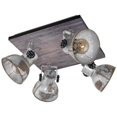 Spot Rustico Country Barnstaple Legno Marronemarrone Patinato 4 Luci E27 40w - Foto 1