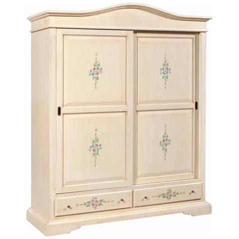 Armadio Classico 2 Ante Scorrevoli Avorio Pennellato Con Decori 180x67x225 - Foto 1