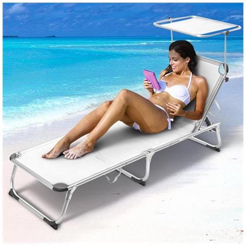 BAKAJI Lettino Prendisole Con Tettuccio Parasole Sdraio Mare