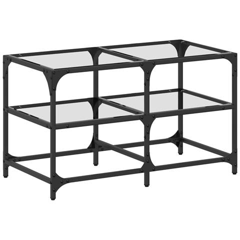 Tavolini Con Piano Vetro Trasparente 2 Pz 78,5x40x45 Cm Acciaio - Foto 2