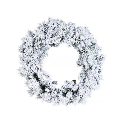 Ghirlanda Pino Verde Innevata 50cm Effetto Neve Corona Addobbi Di Natale - Foto 1