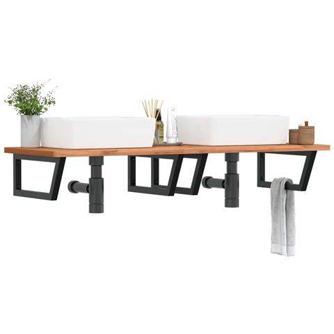 Reggimensole Per Lavabo 2 Pz Nere Trapezio In Acciaio - Foto 1