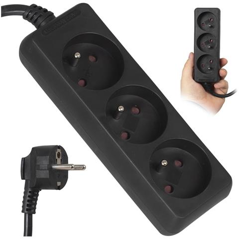 Cavo Di Prolunga 1,5m-3gn+0 10a Ip20 (lb0080b-1,5) Va0304b-1,5 Nero - Foto 1