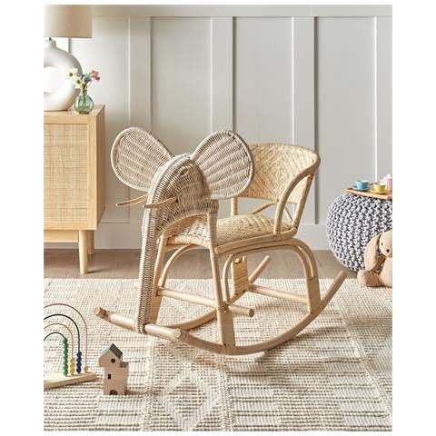 Sedia A Dondolo Per Bambini Rattan Naturale Ampollino - Foto 1