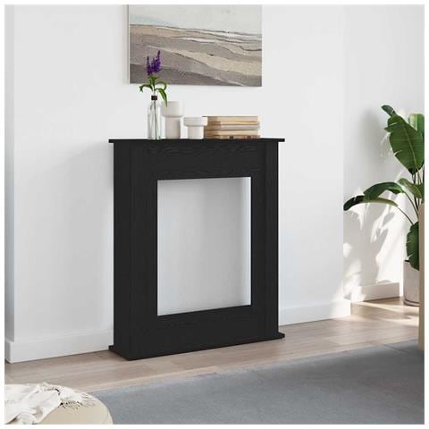 Cornice per Camino Rovere Nero 75x20x87,5 cm in Truciolato - Foto 1
