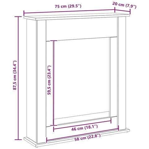 Cornice per Camino Rovere Nero 75x20x87,5 cm in Truciolato - Foto 9
