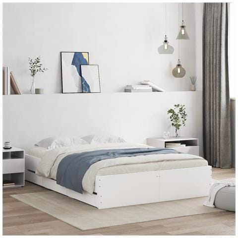 Giroletto Con Cassetti Bianco 135x190 Cm In Legno Multistrato - Foto 1