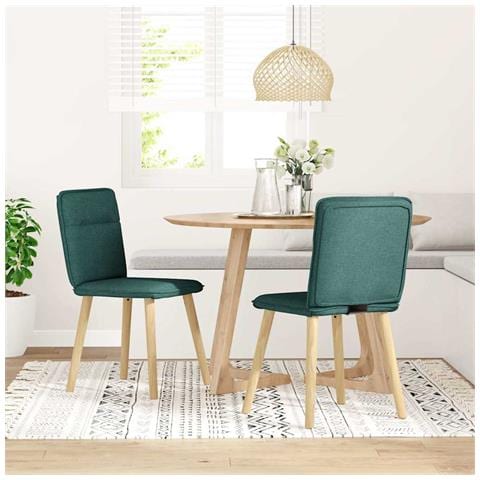 Sedie Da Pranzo 2 Pz Verde Scuro In Tessuto - Foto 2