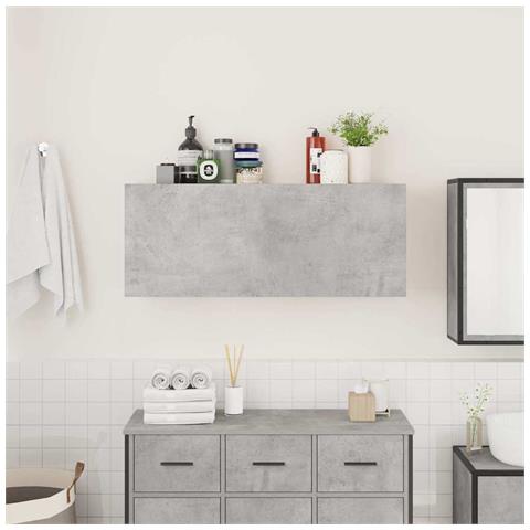 Armadietto Da Bagno Grigio Cemento 100x25x40 Cm In Truciolato - Foto 3