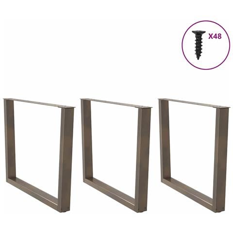 Gambe Tavolo Pranzo A V 3 Pz Naturale 100x(72-73,3)cm Acciaio - Foto 3