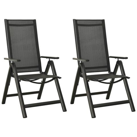 Lusso Casadino -  Sedie Giardino Pieghevoli 2 Pz Textilene E Alluminio Nere - Foto 2