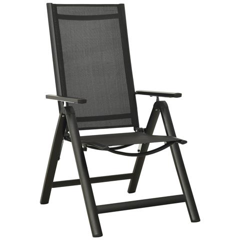 Lusso Casadino -  Sedie Giardino Pieghevoli 2 Pz Textilene E Alluminio Nere - Foto 1