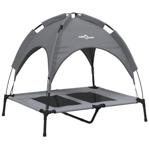 Lettino Per Cani Con Tetto Tessuto Oxford Antracite E Acciaio - Foto 1