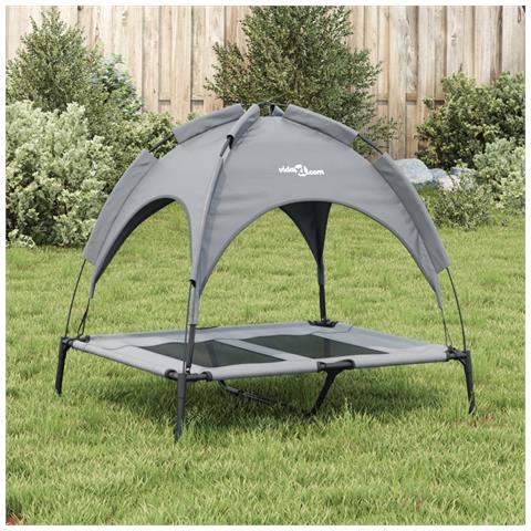 Lettino Per Cani Con Tetto Tessuto Oxford Antracite E Acciaio - Foto 2