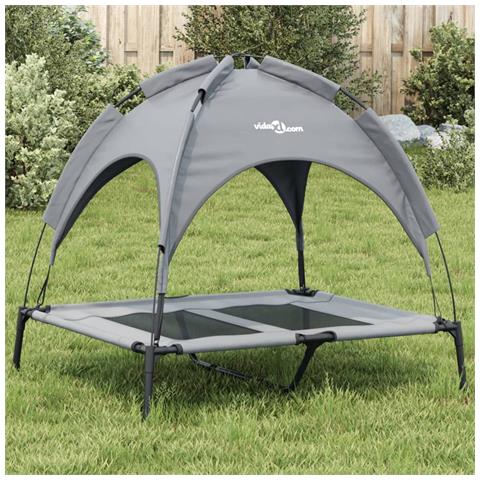 Lettino Per Cani Con Tetto Tessuto Oxford Antracite E Acciaio - Foto 8