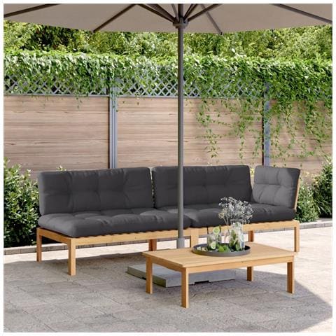 Set Divano Pallet Giardino 3pz con Cuscini Massello Acacia - Foto 2