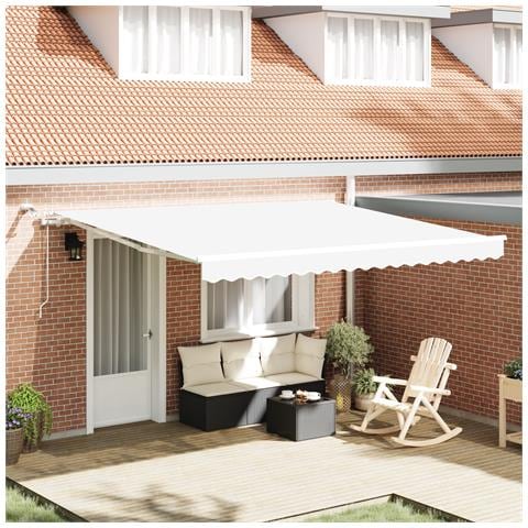 Tenda Retrattile Automatica  con LED Bianca 400x350 cm, Tessuto di ricambio per tenda  per telaio 4x3.5 m Bianca - Foto 2