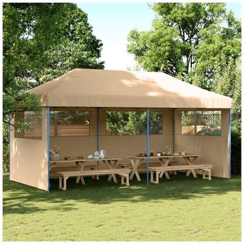 Tendone per Feste Pieghevole Pop-Up con 3 Pareti Beige - Foto 2