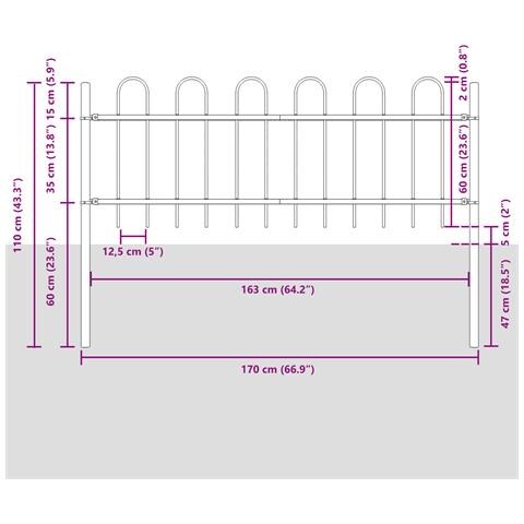 Transenna da Giardino con Parte Superiore ad Arco Bianca 1,7x0,6 m in Acciaio - Foto 6