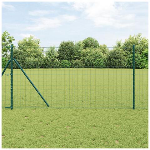 Recinzione Euro con 13 Post 1x25 m Acciaio Zincato Verde - Foto 2