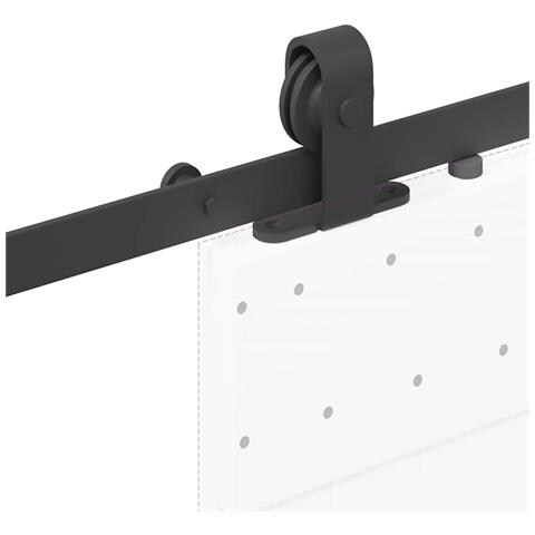 Kit di Binari per Porte Scorrevoli 200 cm Acciaio Nero - Foto 9