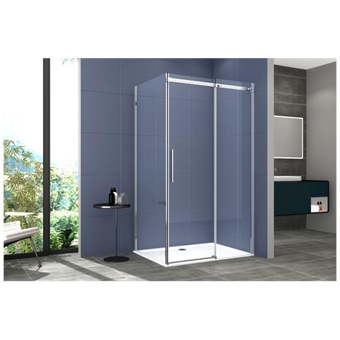 Box Doccia 2 Lati 70x160 Cm Senza Telaio H200 Cm Da 8mm: Lato Fisso + Porta Scorrevole Fiore - Foto 1