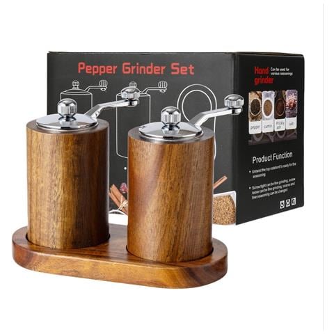 Set Di 2 Macinapepe Manuali In Legno Di Acacia Con Base A U, Colore Retrò - Foto 2