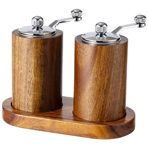Set Di 2 Macinapepe Manuali In Legno Di Acacia Con Base A U, Colore Retrò - Foto 1
