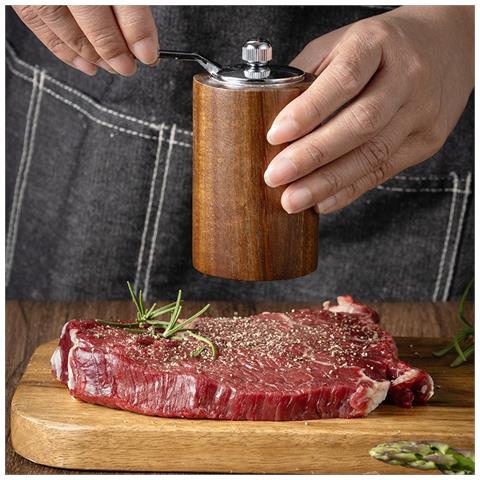 Set Di 2 Macinapepe Manuali In Legno Di Acacia Con Base A U, Colore Retrò - Foto 4