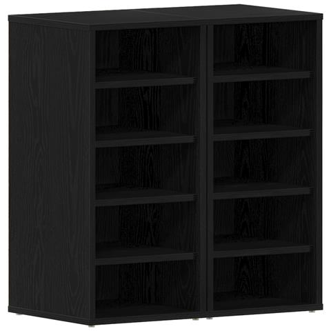 Armadio per scarpe  2 pz Nero Rovere 32x35x70 cm in legno ingegnerizzato - Foto 1