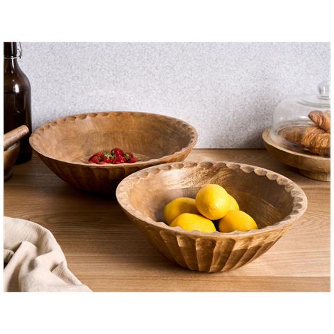 Set Di 2 Ciotole Decorative Sohag Legno Di Mango Marrone - Foto 1