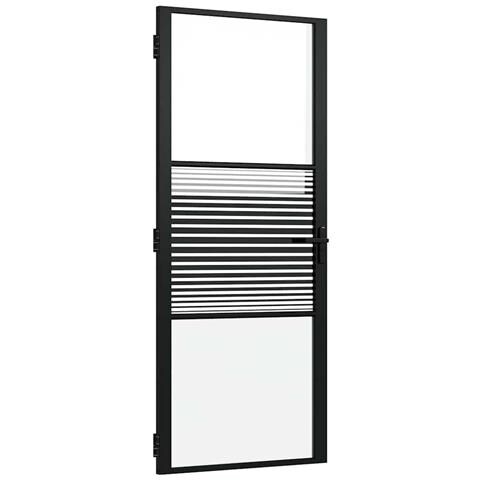 Porta Interna Nero 83 x 201.5 cm Vetro temperato, Alluminio - Foto 1