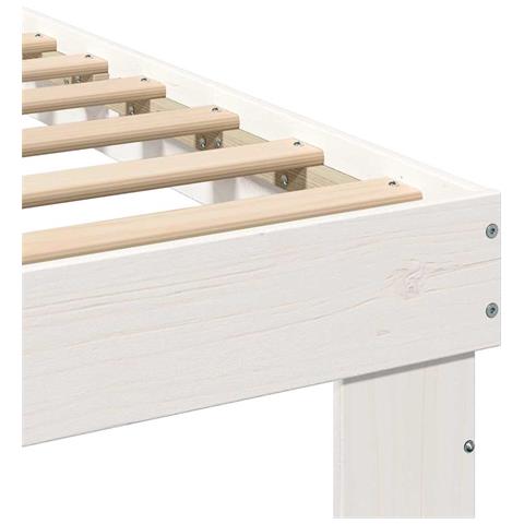 Struttura del letto con cassetto Bianco Legno massello - Foto 9