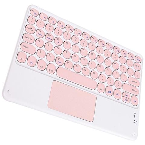 Tastiera Bluetooth Con Tasti Rotondi E Touchpad + Combo Mouse Bluetooth, Compatibile Con Ipad, Android E Altro Pink - Foto 1