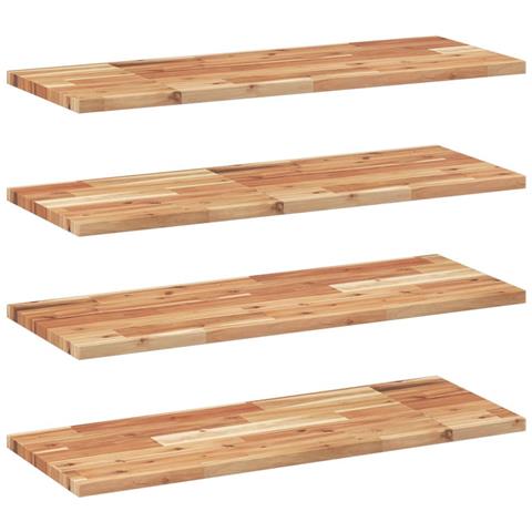 Mensole da Parete 4 pz 100x30x2 cm Legno Acacia Rifinito a Olio - Foto 1