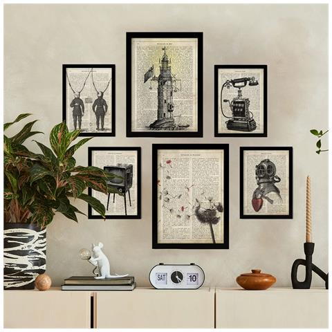 Set Di 6 Stampe Poster Di Carta D'epoca Con Enciclopedia Sulle Invenzioni Rivoluzionarie Del Secolo Scorso A3 & A4 Senza Cornice - Foto 2