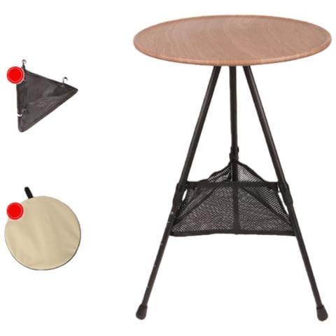 Tavolo Rotondo Portatile Ultraleggero In Lega Di Alluminio - Ideale Per Campeggio E Picnic Wood Color - Foto 1