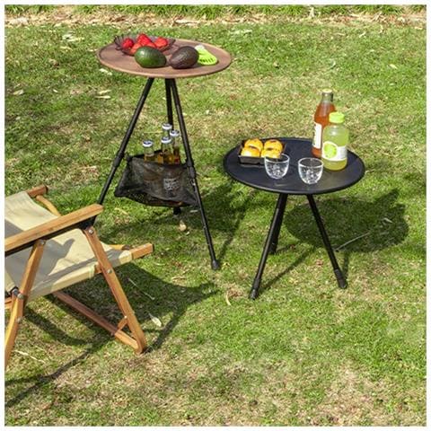 Tavolo Rotondo Portatile Ultraleggero In Lega Di Alluminio - Ideale Per Campeggio E Picnic Wood Color - Foto 2