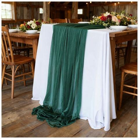 Elegante Runner Da Tavola In Poliestere Per Matrimoni, Feste E Decorazioni Domestiche - Vari Colori Darkgreen - Foto 4