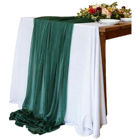 Elegante Runner Da Tavola In Poliestere Per Matrimoni, Feste E Decorazioni Domestiche - Vari Colori Darkgreen - Foto 1