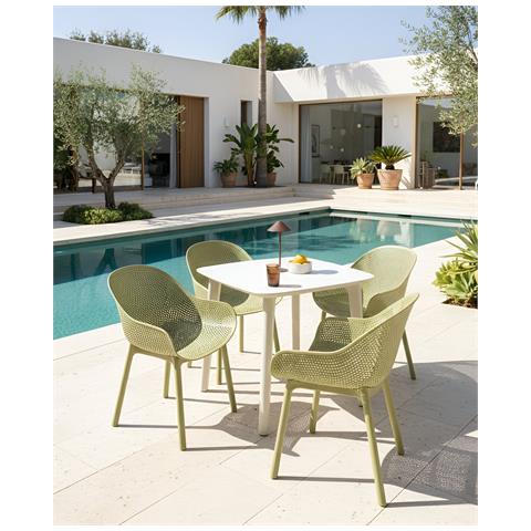 Set Di 4 Sedie Da Giardino Tiggiano Verde Oliva - Foto 1