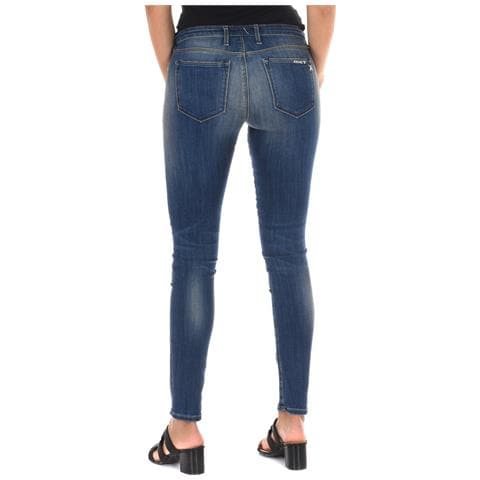 Pantalone Lungo In Denim Effetto Consumato Con Orli A Taglio Stretto 10db50350 Donna - Foto 3
