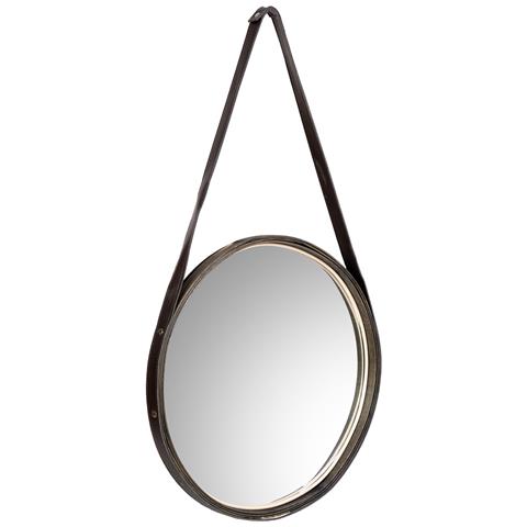 Specchio In Legno E Corda In Similpelle Marrone, D41x2,5h Cm - Foto 1