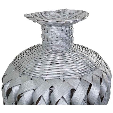 Vaso In Bambù Laccato Argento 15x26x36h - Foto 2