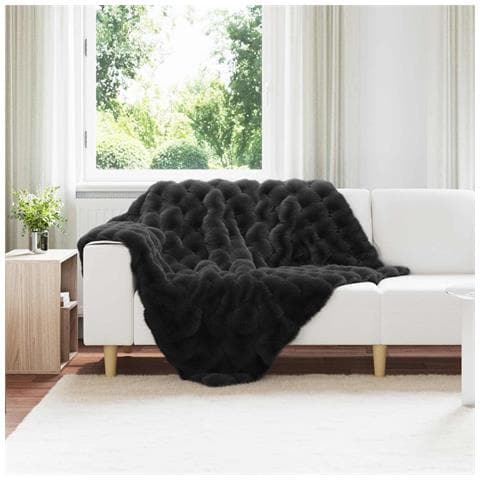 Coperta antiscivolo in finta di coniglio Olite 4 pcs Nero - Foto 2