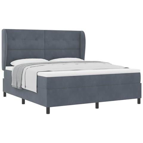 Letto a molle con testiera Grigio scuro 200 x 180 cm Poliestere - Foto 1