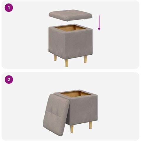 Pouf contenitore con cuscino Talpa 40 x 40 x 45 cm Tessuto - Foto 9